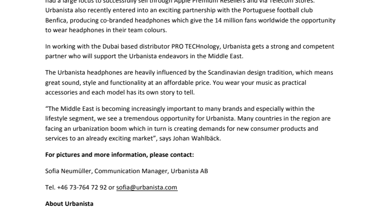Urbanista expands into the Middle East