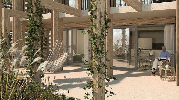 Bostadsterrass i profilbyggnaden, Kista