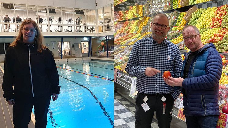 Malin Wikberg, Piteå simhallar och Daniel Stenmark på ICA Kvantum och Jan Forsberg lärlingslärare. Foto: Piteå kommun