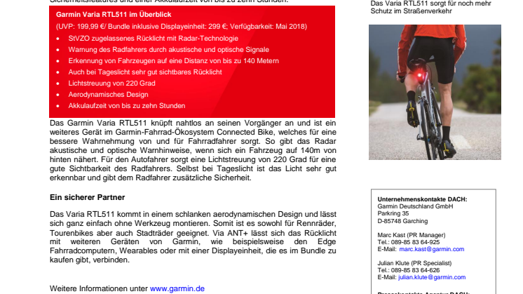 Das dritte Auge: Garmin Varia Radar RTL511