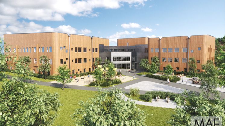 Floraskolan blir en F-9 skola för drygt 1000 elever. Bild: MAF Arkitektkontor AB/Studio D3D