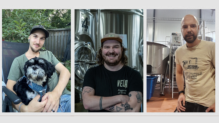 Lyckliga Franz Heiss-stipendiater: Max Karlsson (Krönleins Bryggeri), Adam Andersson (Vega Bryggeri) och David Jonsson Buttery (Train Station Brewery)