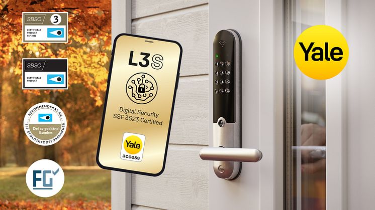 Yale Doorman var först ut med en SBSC-certifiering enligt den nya normen SSF 3523 Digital låsenhet.