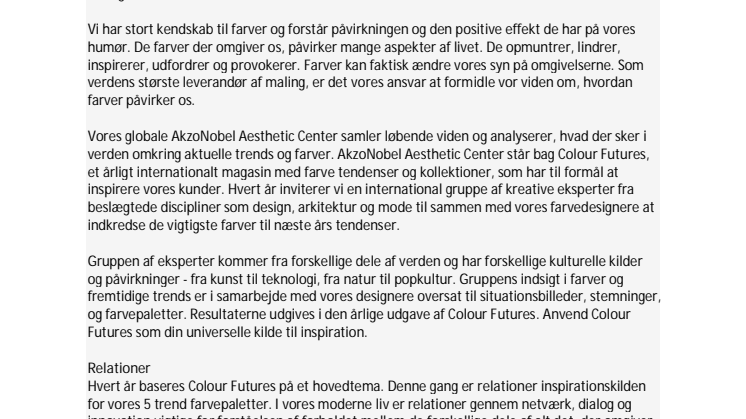 Årets farvetrends - Colour Futures 2013