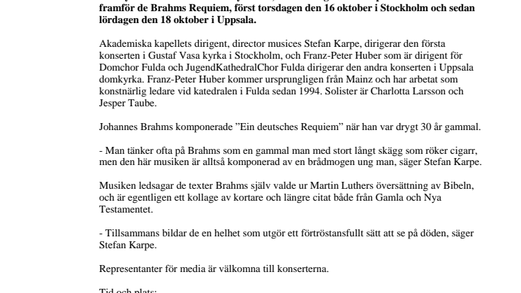 Akademiska kapellet får besök av jättekör från Tyskland