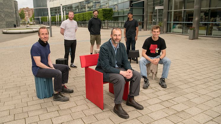 Northumbria University staff and alumni have prepared work for the exhibition at Aydon Castle. L-R: Rickard Whittingham, Josh South, Philip Luscombe, Anthony Forsyth, Mac Collins and Joe Franc.