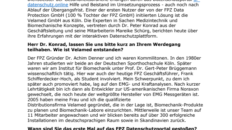 Im Interview: Dr. Peter Konrad (Velamed) - Early Adopter des FPZ Datenschutzportals