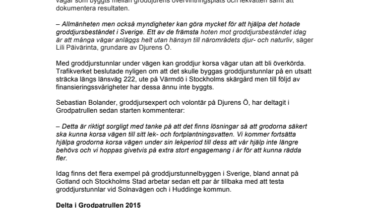 Djurens Ö står upp för hotade groddjur