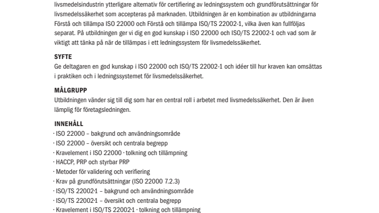 Förstå och tillämpa FSSC 22000