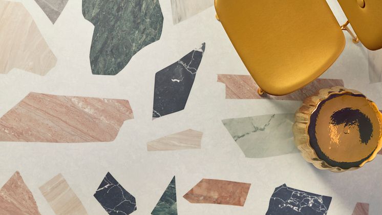 Terrazzo XXL marbled light-grey-greenDetailTop