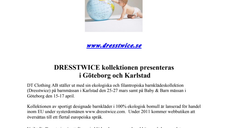 DRESSTWICE kollektionen presenteras  i Göteborg och Karlstad