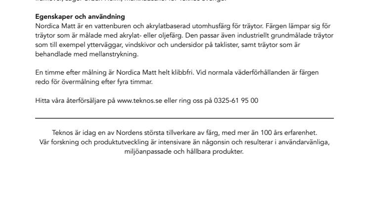 Nordica Matt – ny helmatt husfärg från Teknos