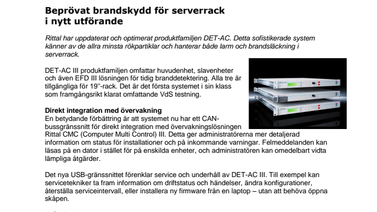 Beprövat brandskydd för serverrack i nytt utförande 