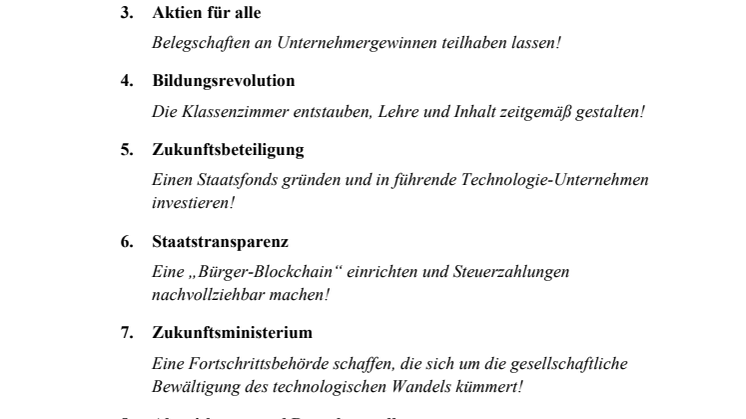 Zehnpunkteplan Zukunftsblind