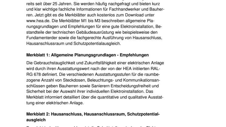 HEA liefert Grundlagen für eine gute und sichere Elektroinstallation