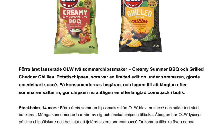 Årets goda sommarnyhet – favoritchipsen tillbaka på hyllorna!