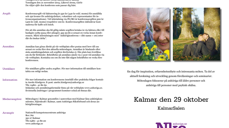 Mötesdag om anhörigfrågor i Kalmar