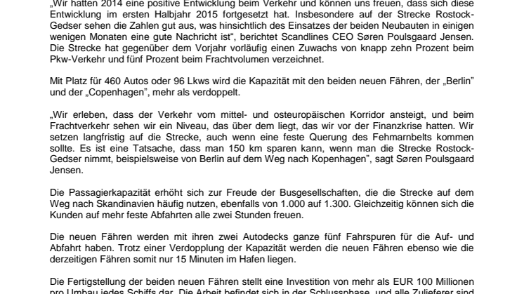 Scandlines mit mehr Kapazität