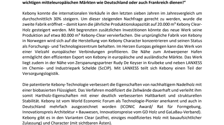 Mehr Kebony für Europa: Neue Fabrik mit Motorsäge eröffnet!
