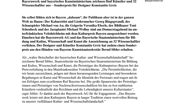 Kulturpreis Bayern für „wahre Botschafter unserer Kultur- und Wissenschaftslandschaft“