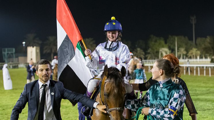 Stina Landh efter segern i Abu Dhabi