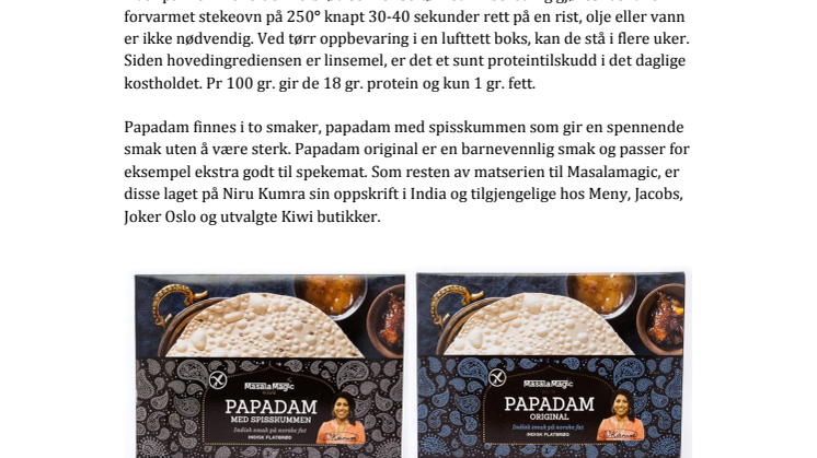 NIRUS PAPADAM ORIGINAL OG MED SPISSKUMMEN 