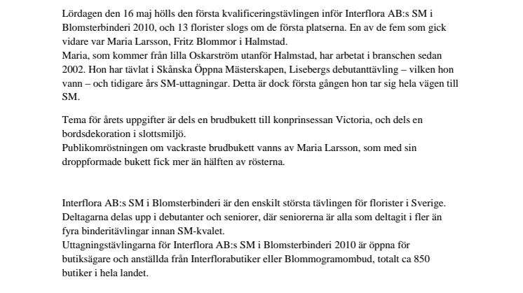 Hallandsflorist klar för SM