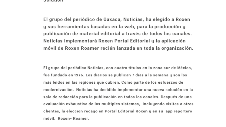 El grupo del periódico mexicano selecciona Roxen Newsroom Solution