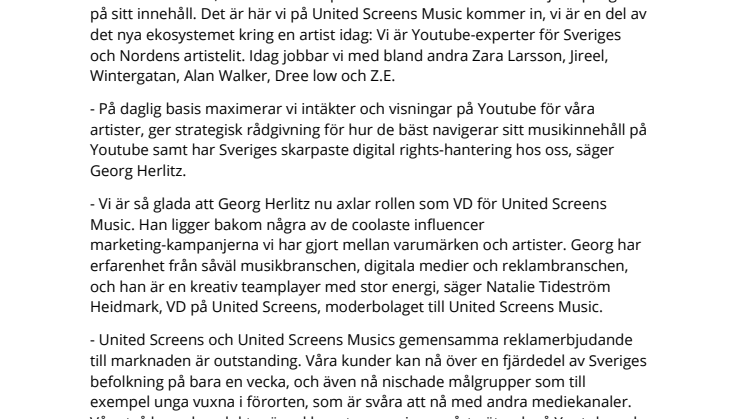 ​Georg Herlitz VD för United Screens Music