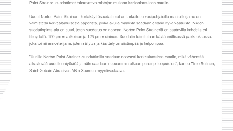 Uudet maalisuodattimet