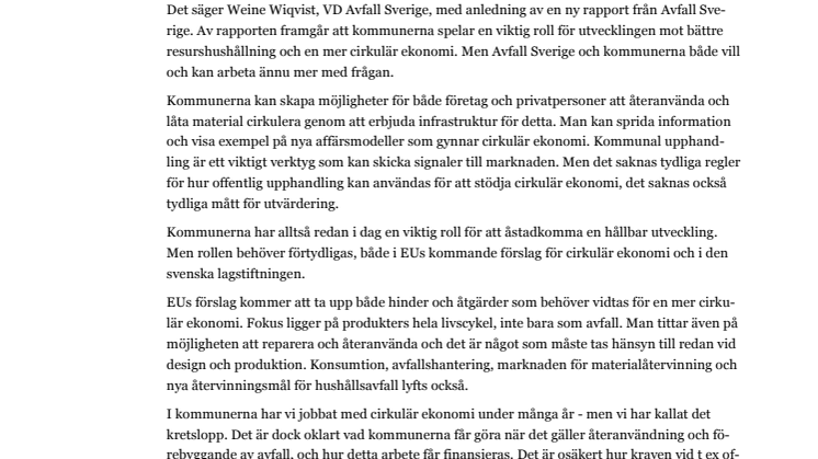 Kommunerna viktiga i den cirkulära ekonomin