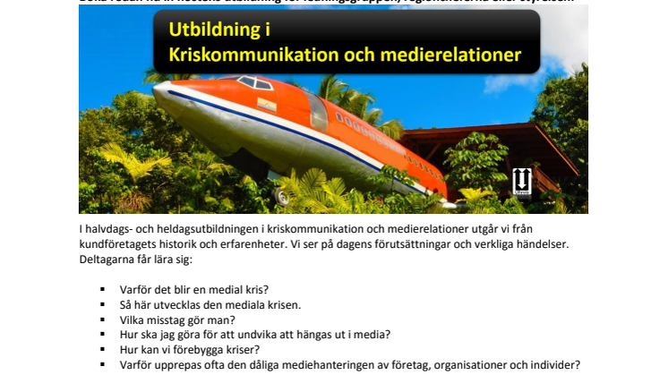 Minska riskerna i er kriskommunikation och medierelationer genom att utbilda – boka höstens utbildning redan nu 