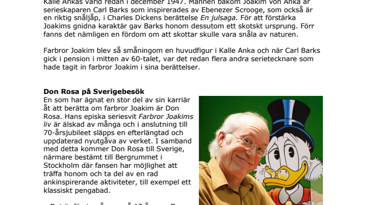 Pressmeddelande Joakim von Anka 70 år