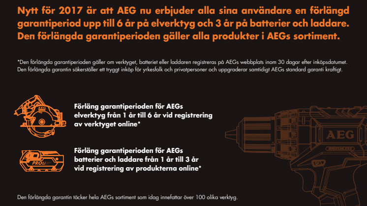 REGISTRERA DINA VERKTYG FÖR 6/3 ÅRS GARANTI!