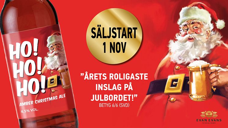 Den 1 november är det säljstart för det glutenfria ölet Ho! Ho! Ho! Amber Christmas Ale från Wales.