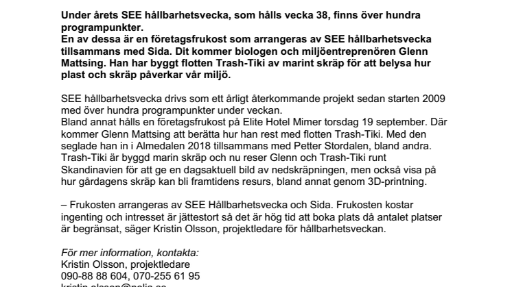 Företagsfrukost med Trash-Tiki under SEE hållbarhetsvecka i Västerbotten