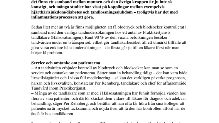 Uppskattad hälsokoll hos tandläkaren 