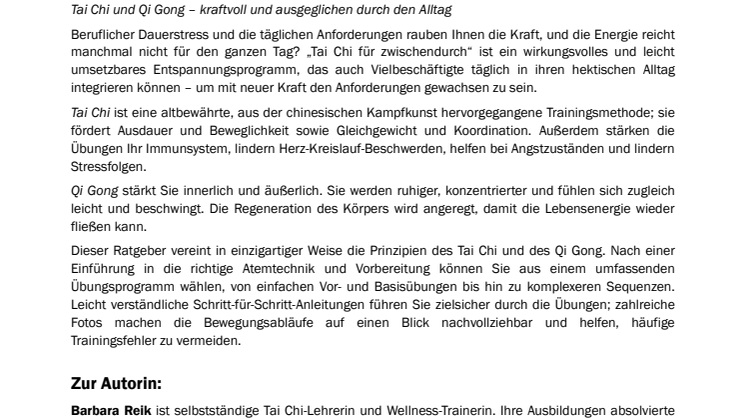 Waschzettel Tai Chi für zwischendurch