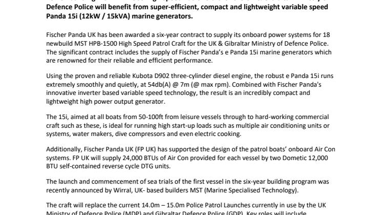 Fischer Panda UK to supply onboard power systems for 18 MoD Police patrol boats_FINAL.pdf