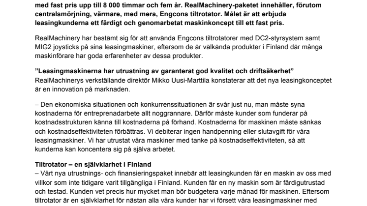RealMachinery i Finland väljer Engcon tiltrotator som standard i Doosan leasingmaskiner