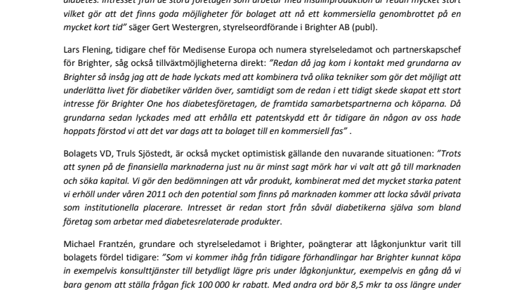 Brighter sprider ljus i börsmörkret