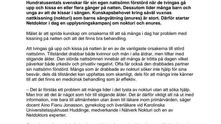 Många lider av att kissa på natten