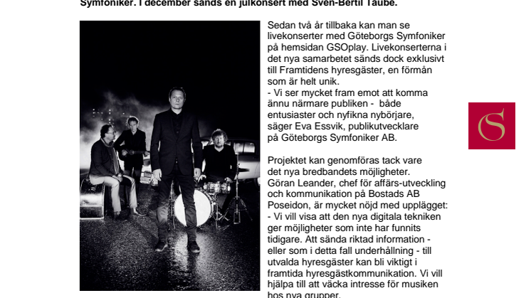 Framtiden bjuder på digital konsert med Weeping Willows och Göteborgs Symfoniker!