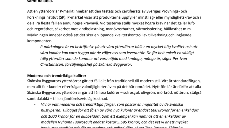 Färgstarka nyheter från Skånska Byggvaror