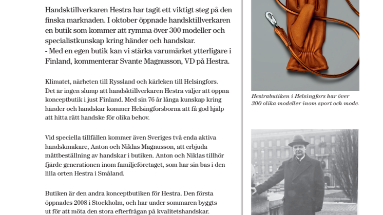 Hestra har öppnat konceptbutik i Helsingfors