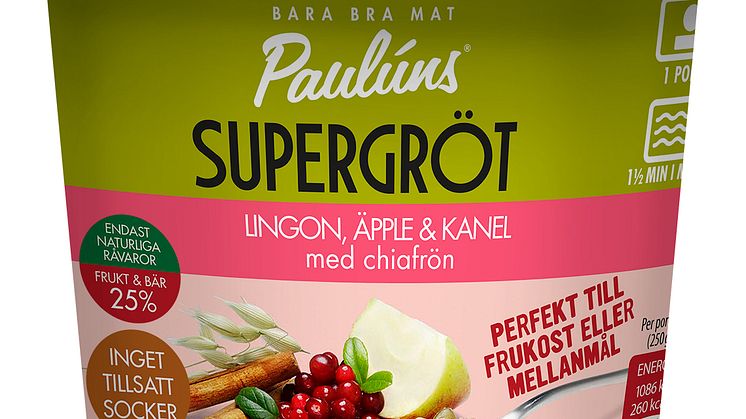 Paulúns Supergröt (kyld) - Lingon, Äpple & Kanel
