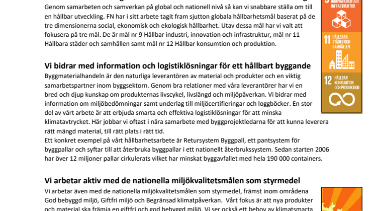 Så tar byggmaterialhandeln ett hållbarhetskliv