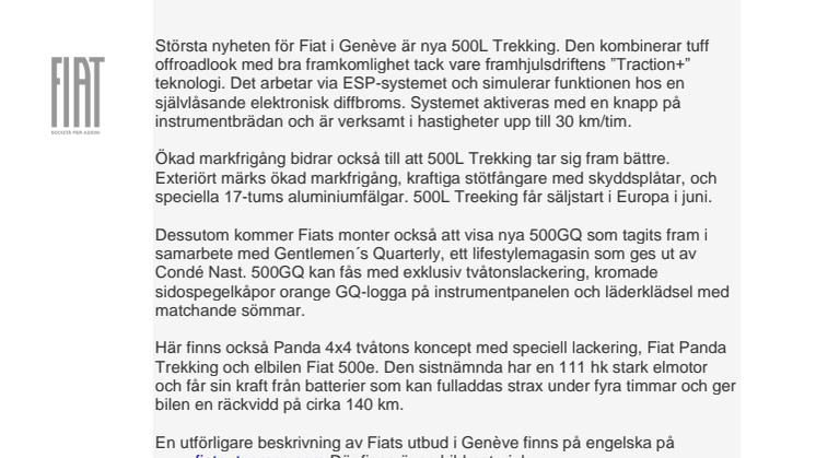 Tre Fiat världspremiärer på Genèvesalongen