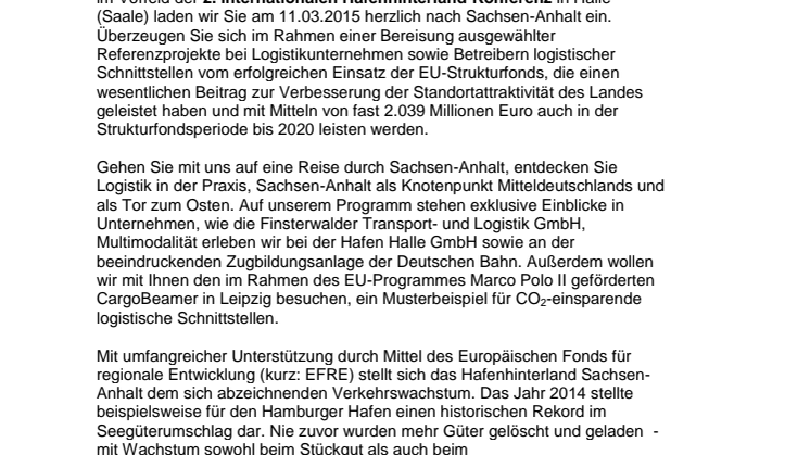 Einladung zur Pressereise
