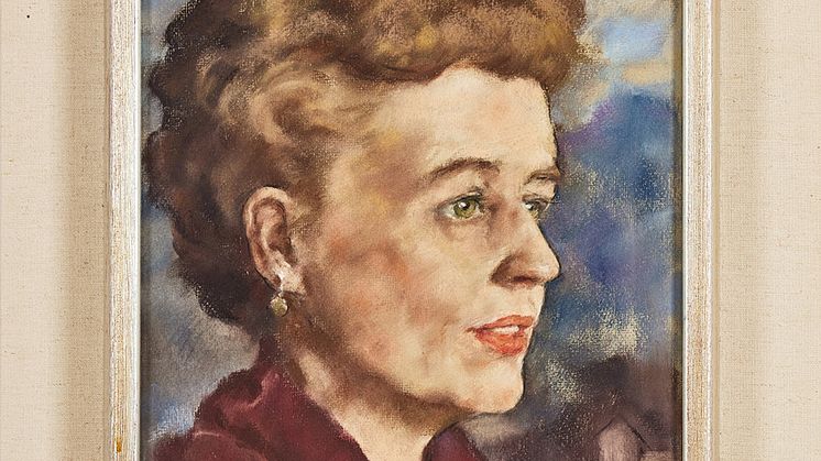 "Kvinna i röd sjal" av Lotte Laserstein
